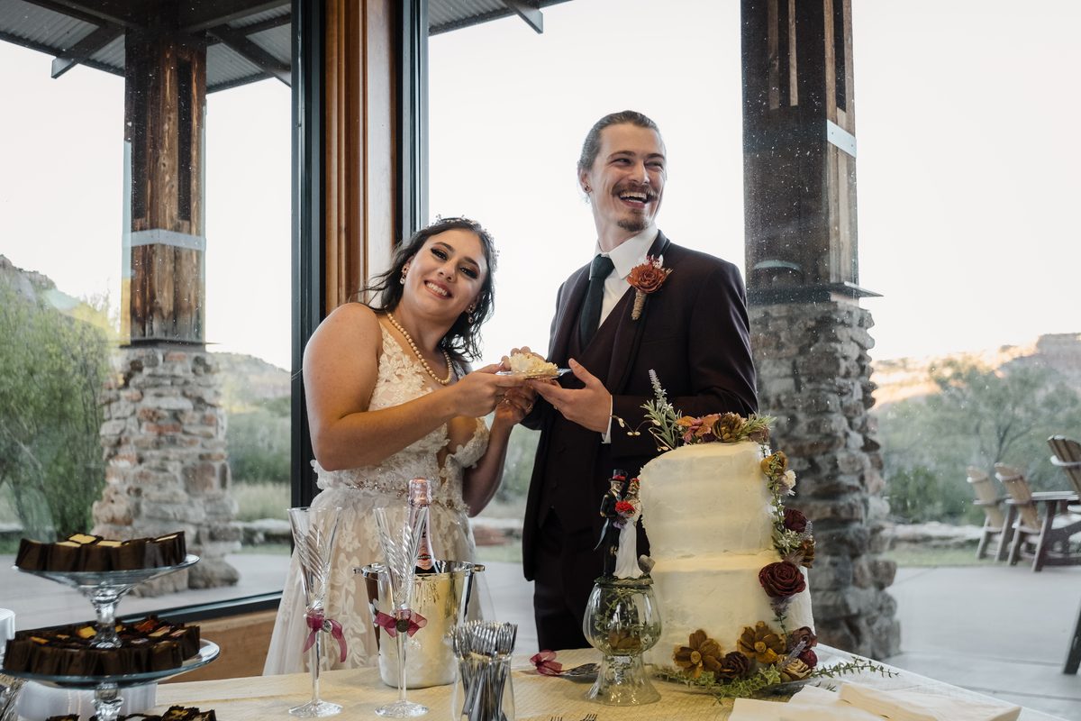Guests celebrating at Palo Duro Canyon wedding reception