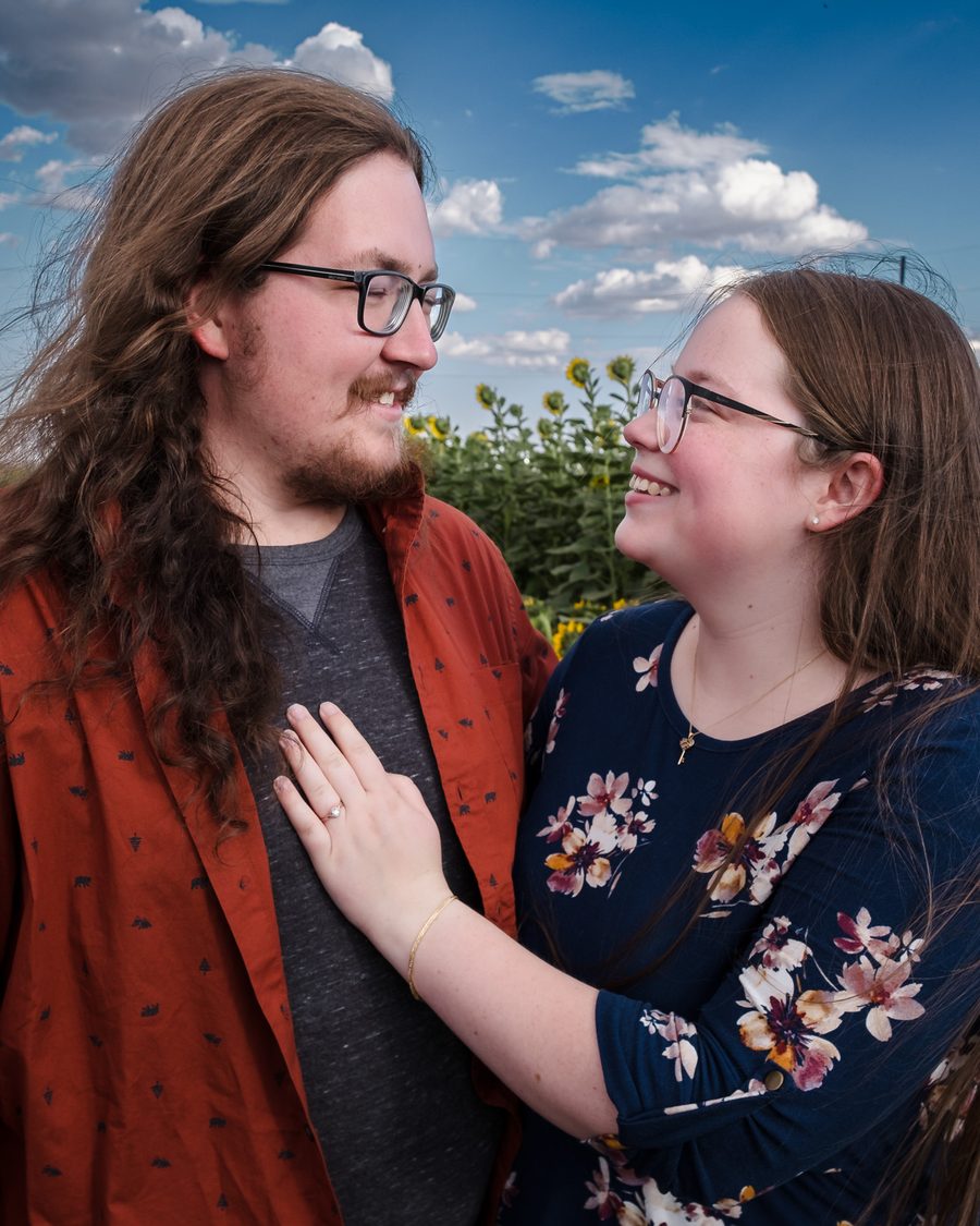 Couple laughing together at Maxwell's Pumpkin Farm
